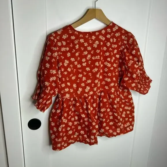 Madewell Red Floral Blouse - Picture 7 of 7